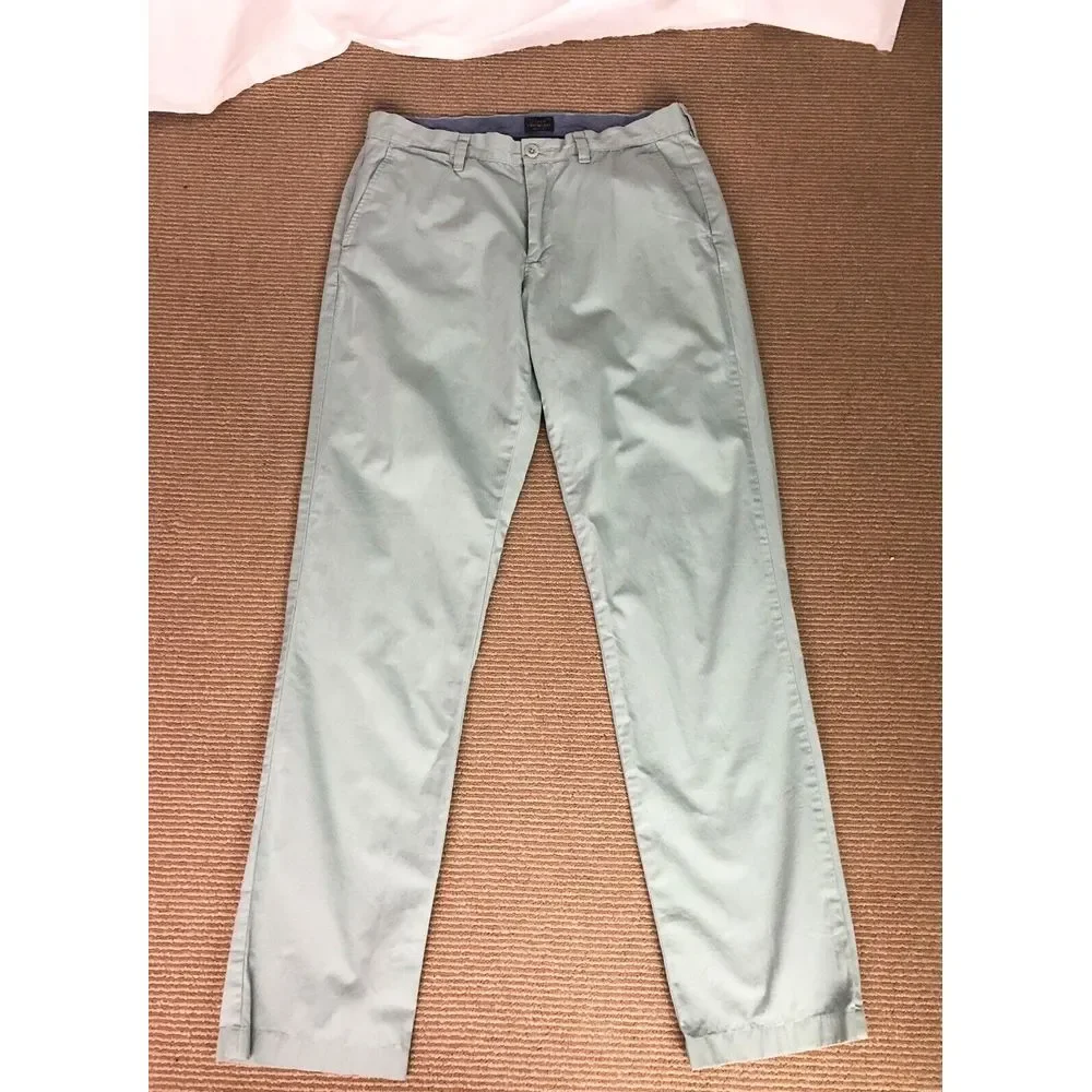 J. Crew Mens stretch Lightweight Cotton Chino‎ Pants 32/34 Green